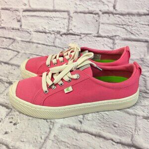 Cariuma OCA Sneakers Sz Women 9 Men 7.5 Pink Canvas Lace-Up W/ Cork Insole EUC